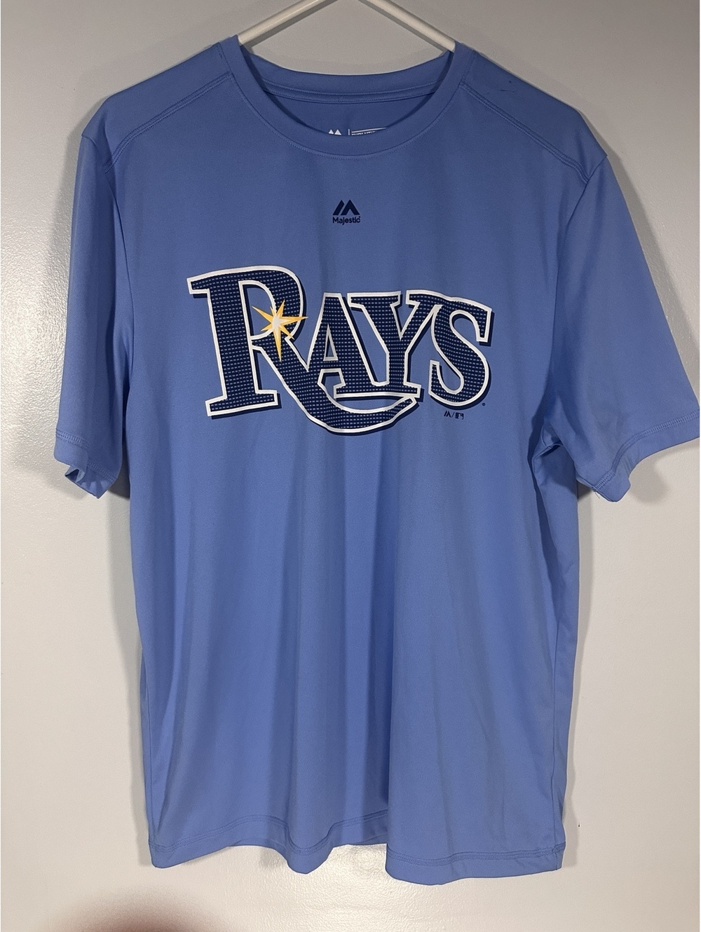 Majestic Tampa Bay Rays Cool Base Performance T-Shirt Men's L Light Blue